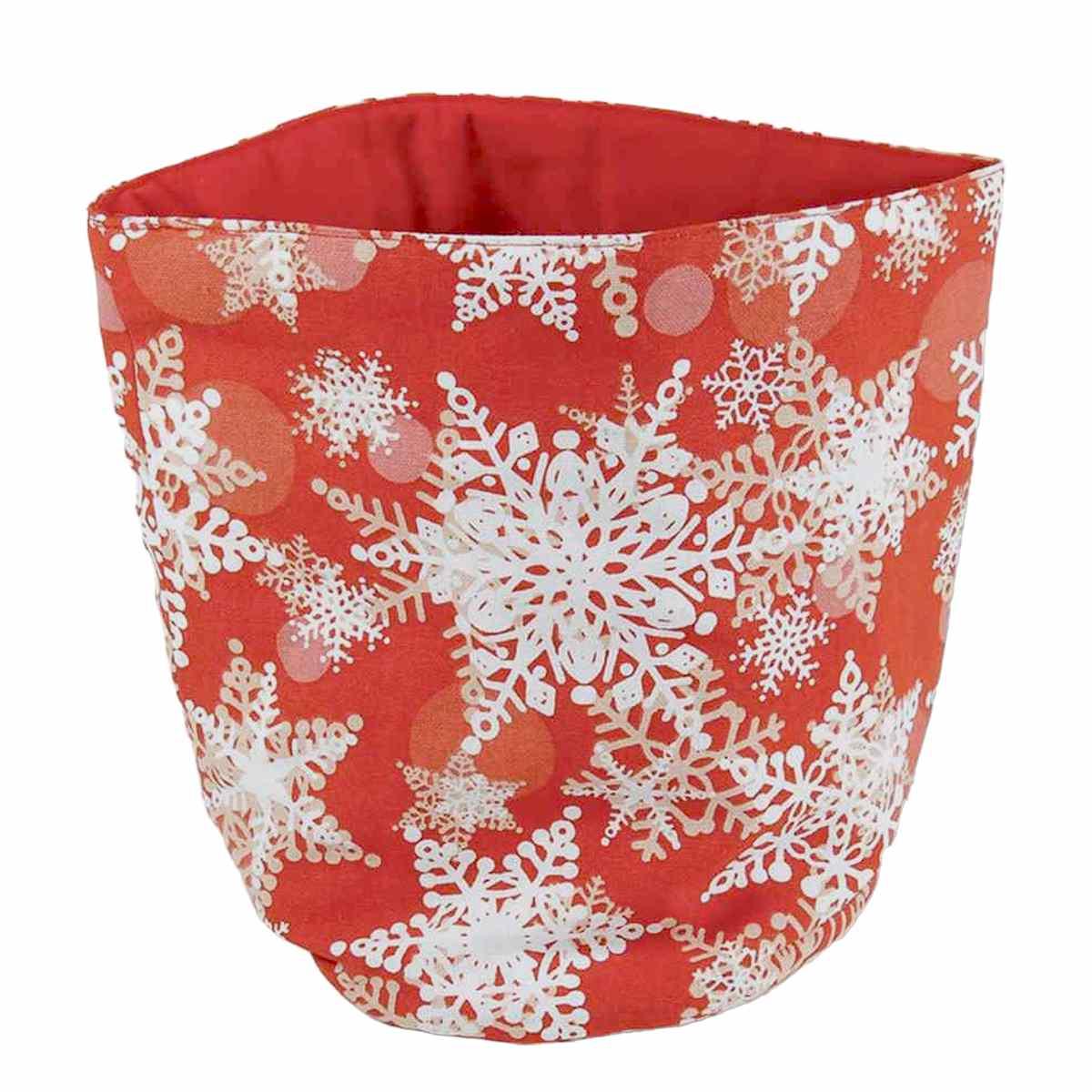 Porta pane natalizio tessuto rosso fiocchi neve 18 x 23 cm