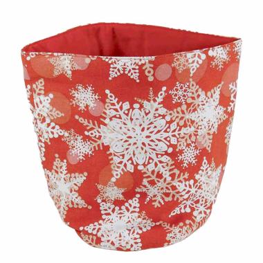 Porta pane natalizio tessuto rosso fiocchi neve 18 x 23 cm