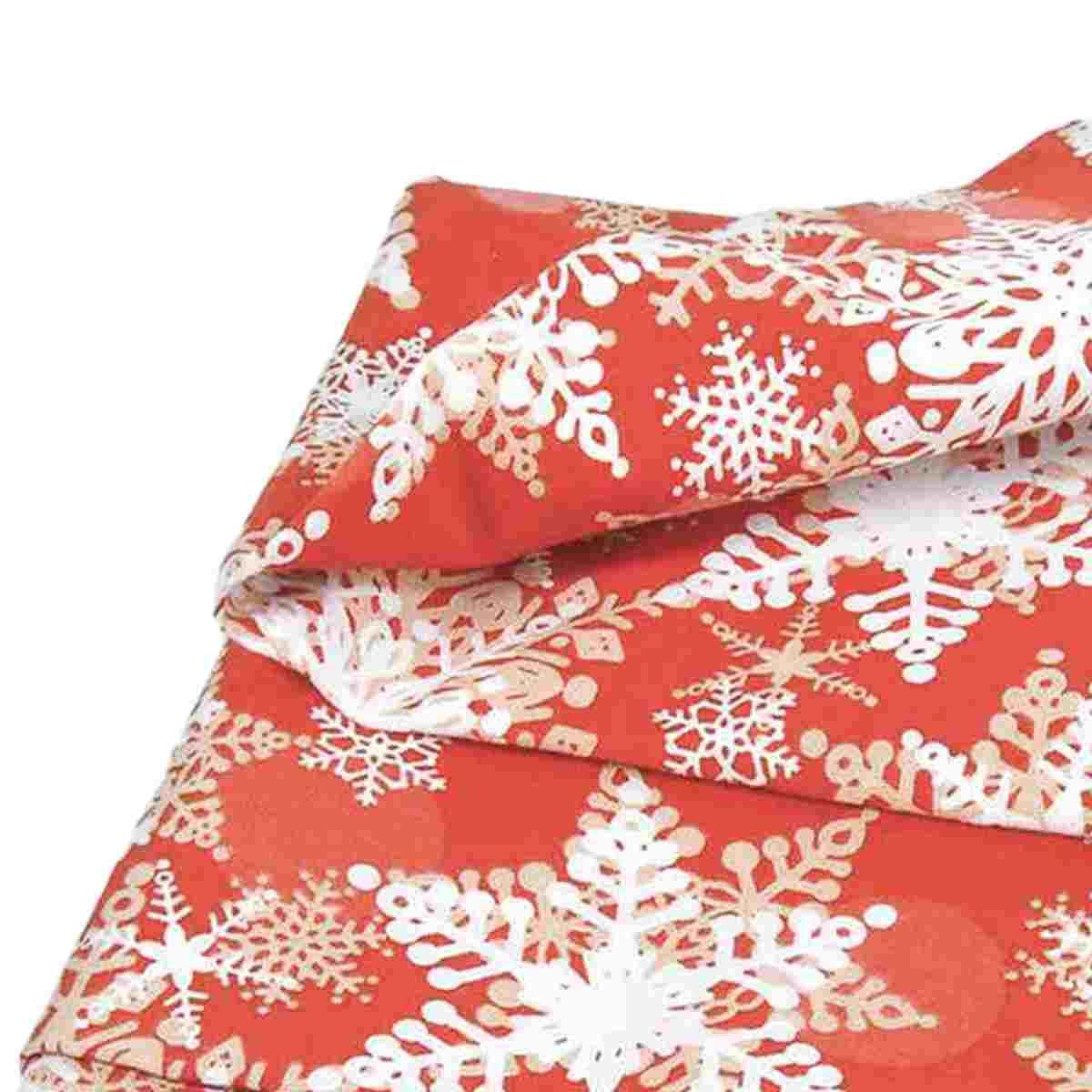 Runner natalizio in tessuto rosso fiocchi neve 45 x 140 cm