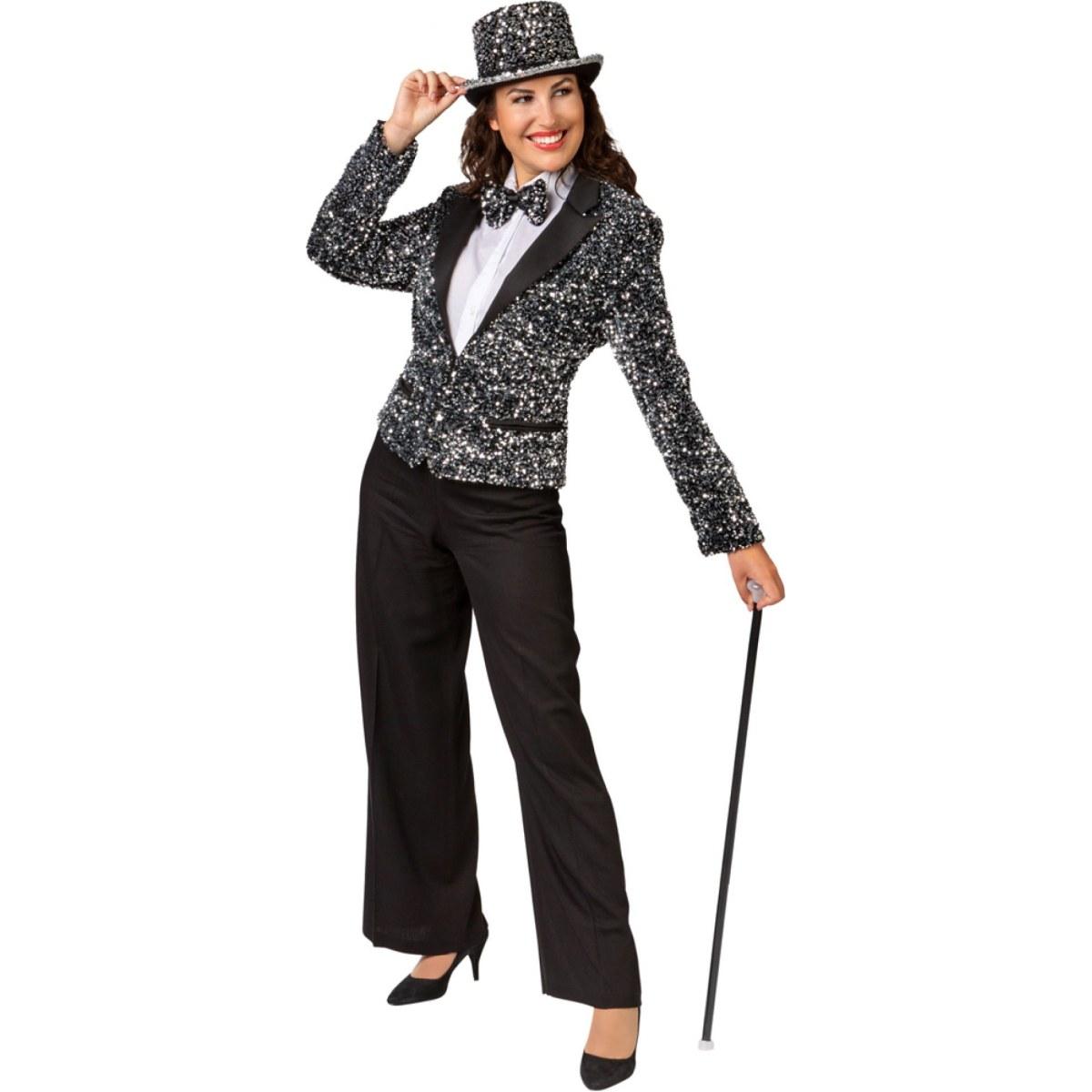 Giacca argento blazer paillettes
