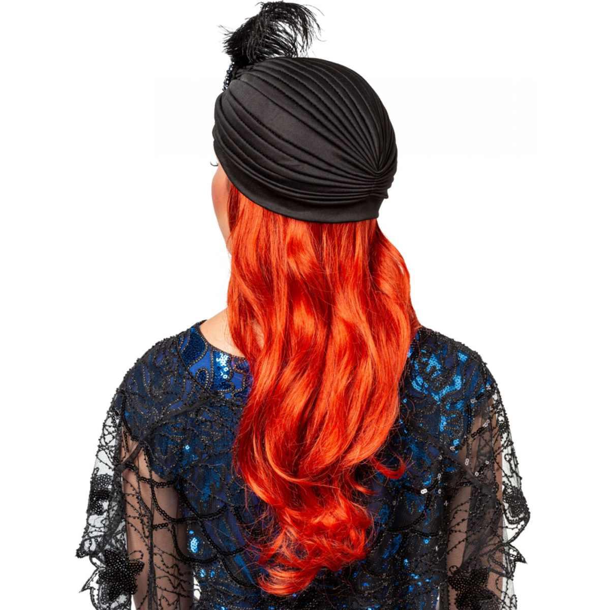 Cappello turbante nero anni 20 pietra piuma
