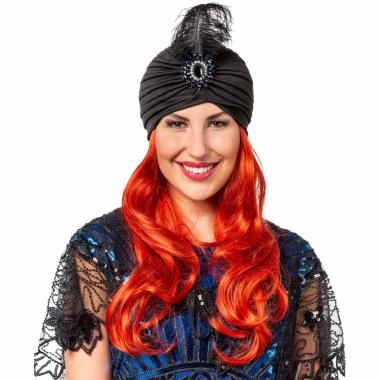 Cappello turbante nero anni 20 pietra piuma