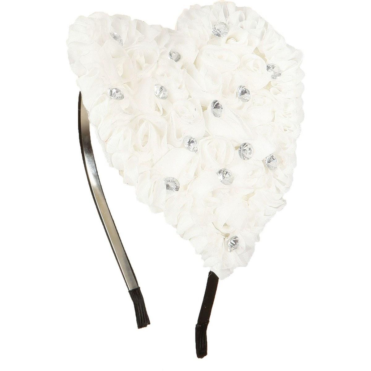 Cerchietto cuore fiori bianchi strass