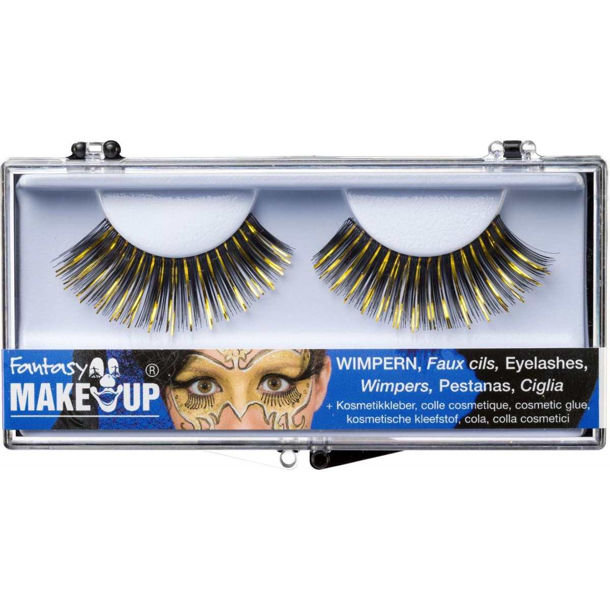 Trucco ciglia nere oro adesivo