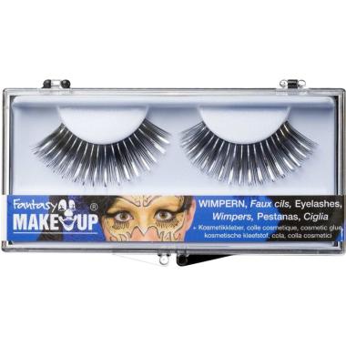 Trucco ciglia nere argento adesivo