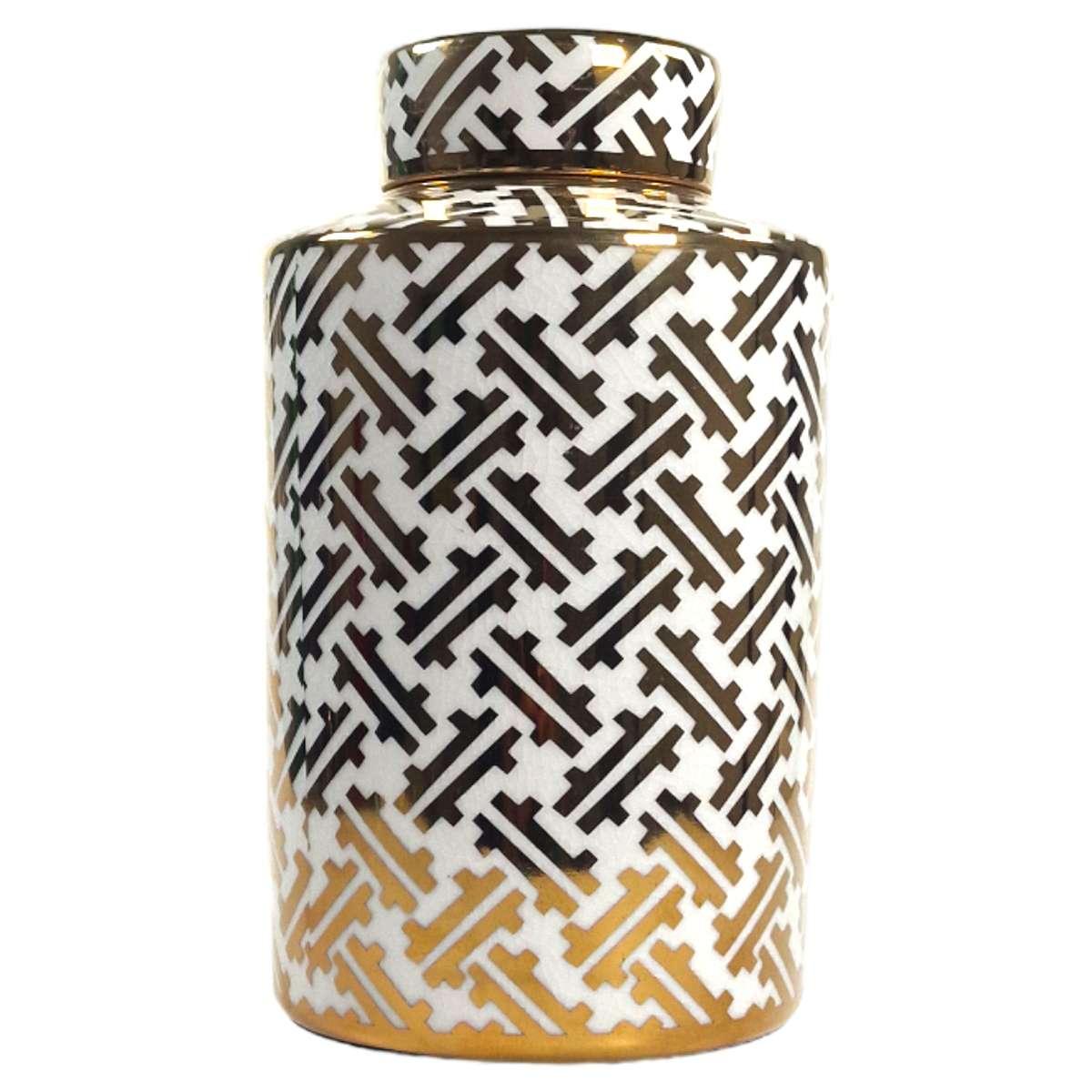 Vaso porcellana karat potiche coperchio 16 x 28 cm