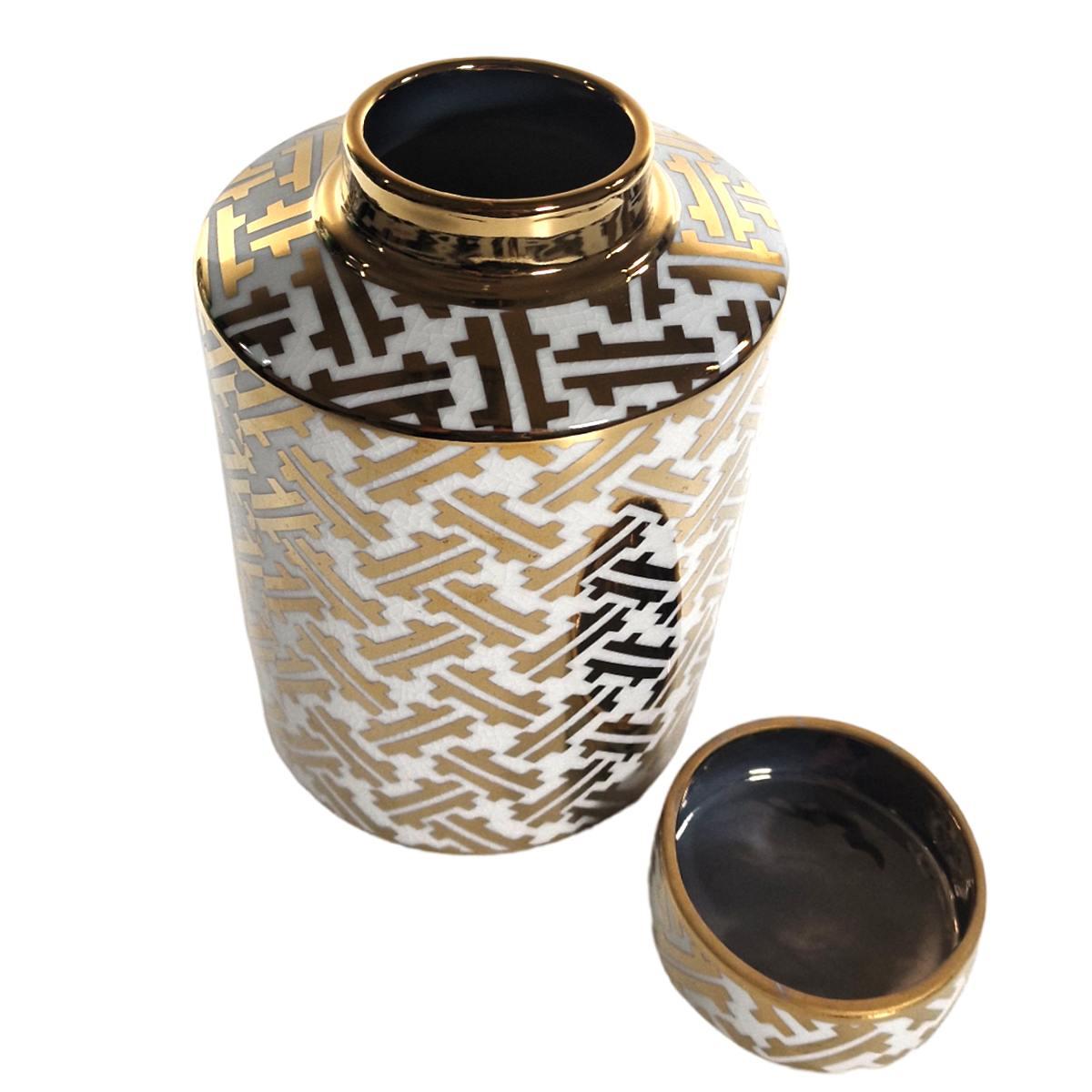 Vaso porcellana karat potiche coperchio 16 x 28 cm