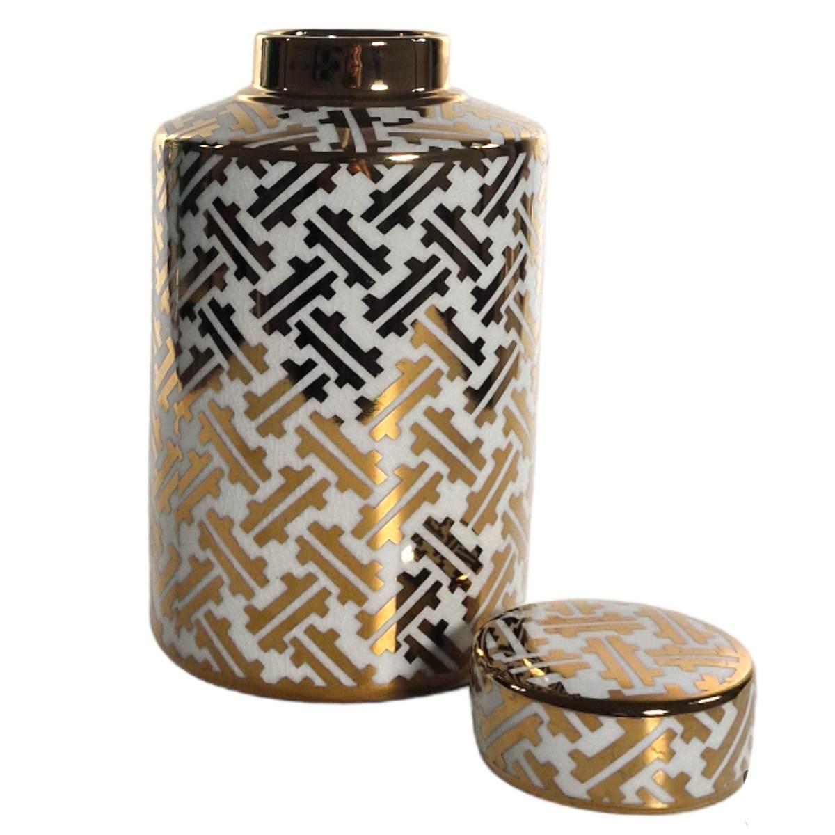Vaso porcellana karat potiche coperchio 16 x 28 cm