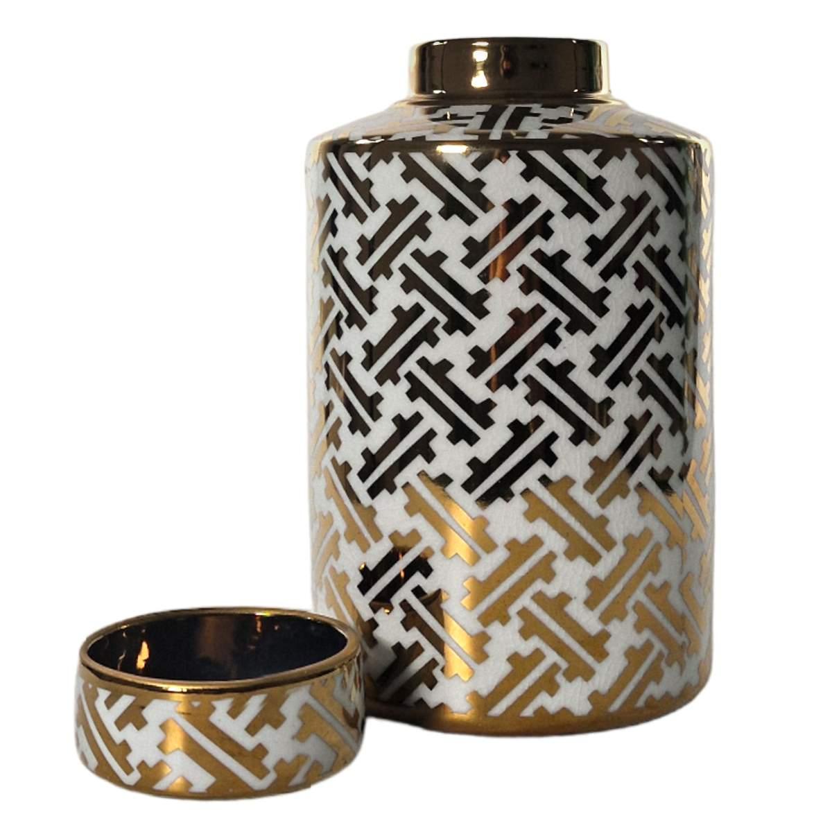Vaso porcellana karat potiche coperchio 16 x 28 cm