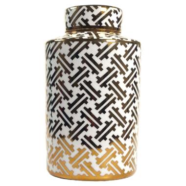 Vaso porcellana karat potiche coperchio 16 x 28 cm