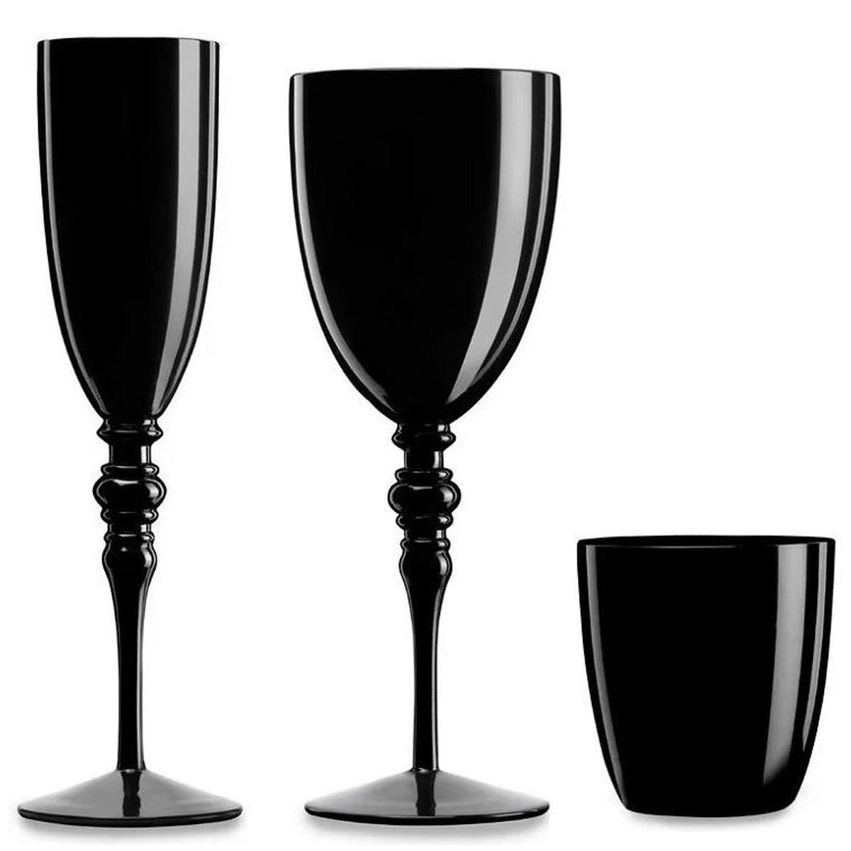 Bicchieri Vetro Set pz.6 Flute Kristoff Nero ml.200 | Fade