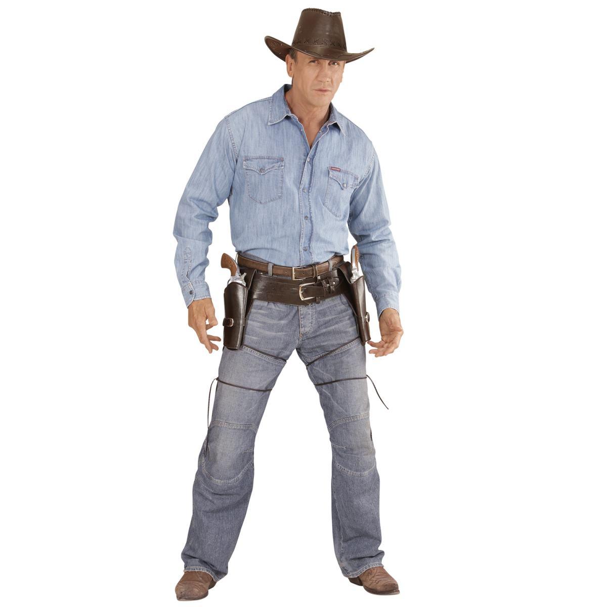 Cinturone cowboy fonfina 2 posti similpelle marrone
