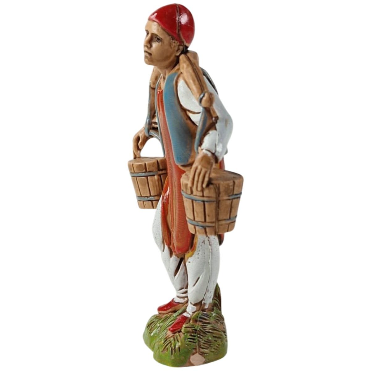 Statua presepe 10 cm acquaiolo 2 secchi tracolla modello a