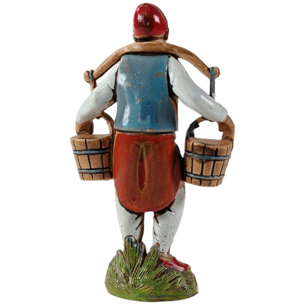 Statua presepe 10 cm acquaiolo 2 secchi tracolla modello a
