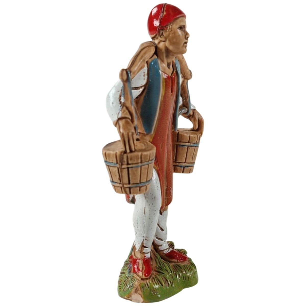 Statua presepe 10 cm acquaiolo 2 secchi tracolla modello a