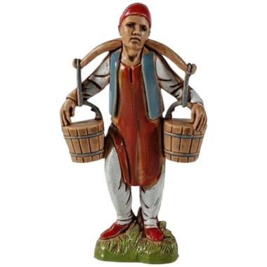 Statua presepe 10 cm acquaiolo 2 secchi tracolla modello a