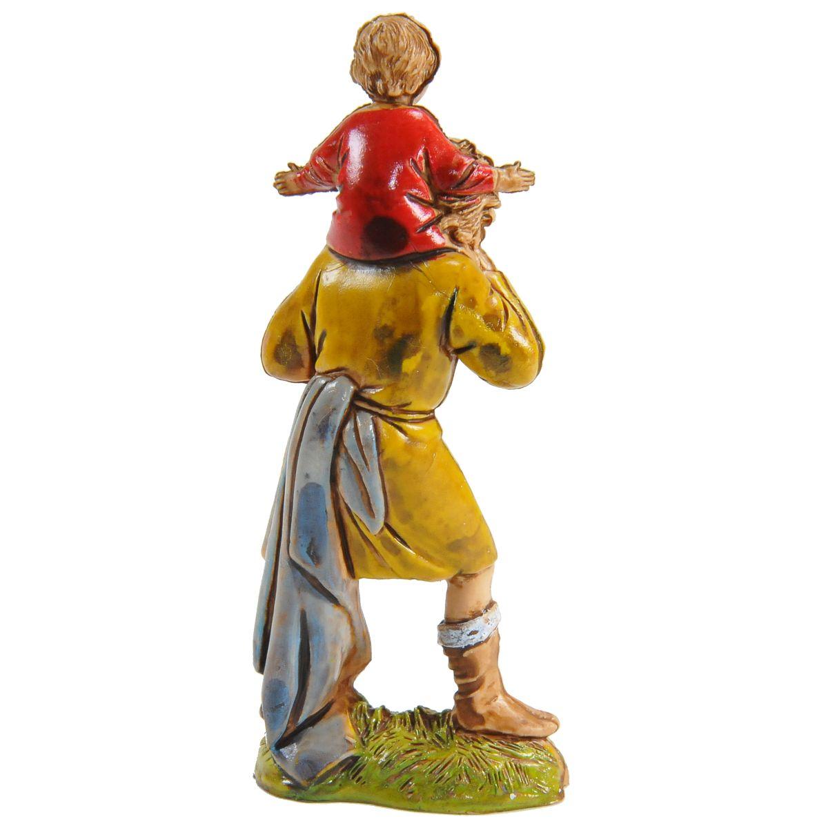 Statua presepe 10 cm contadino bambino tracolla modello a