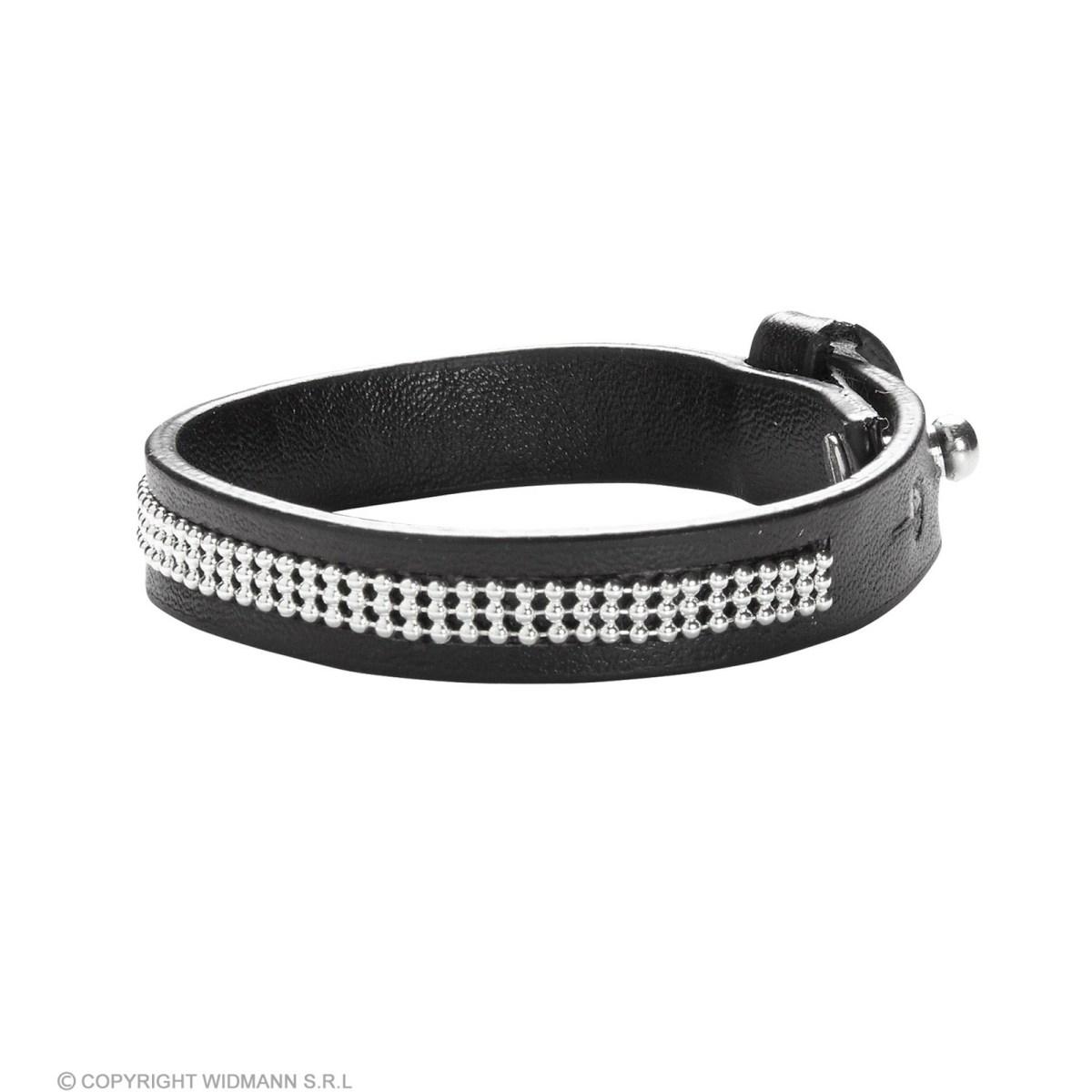 Bracciale ecopelle nero strass