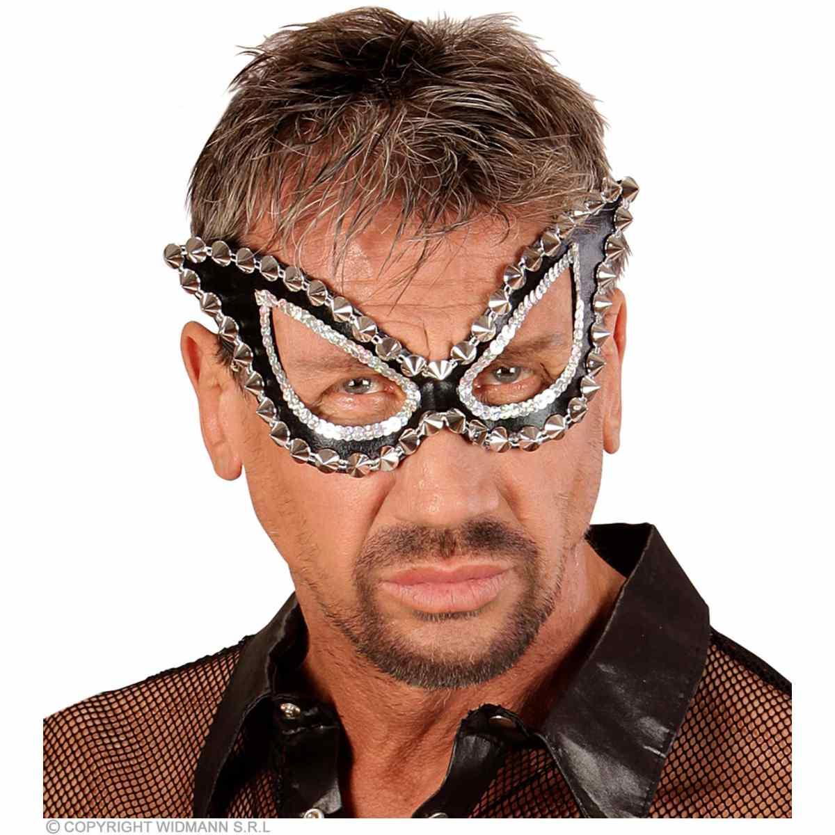 Maschera viso pvc nera borchie