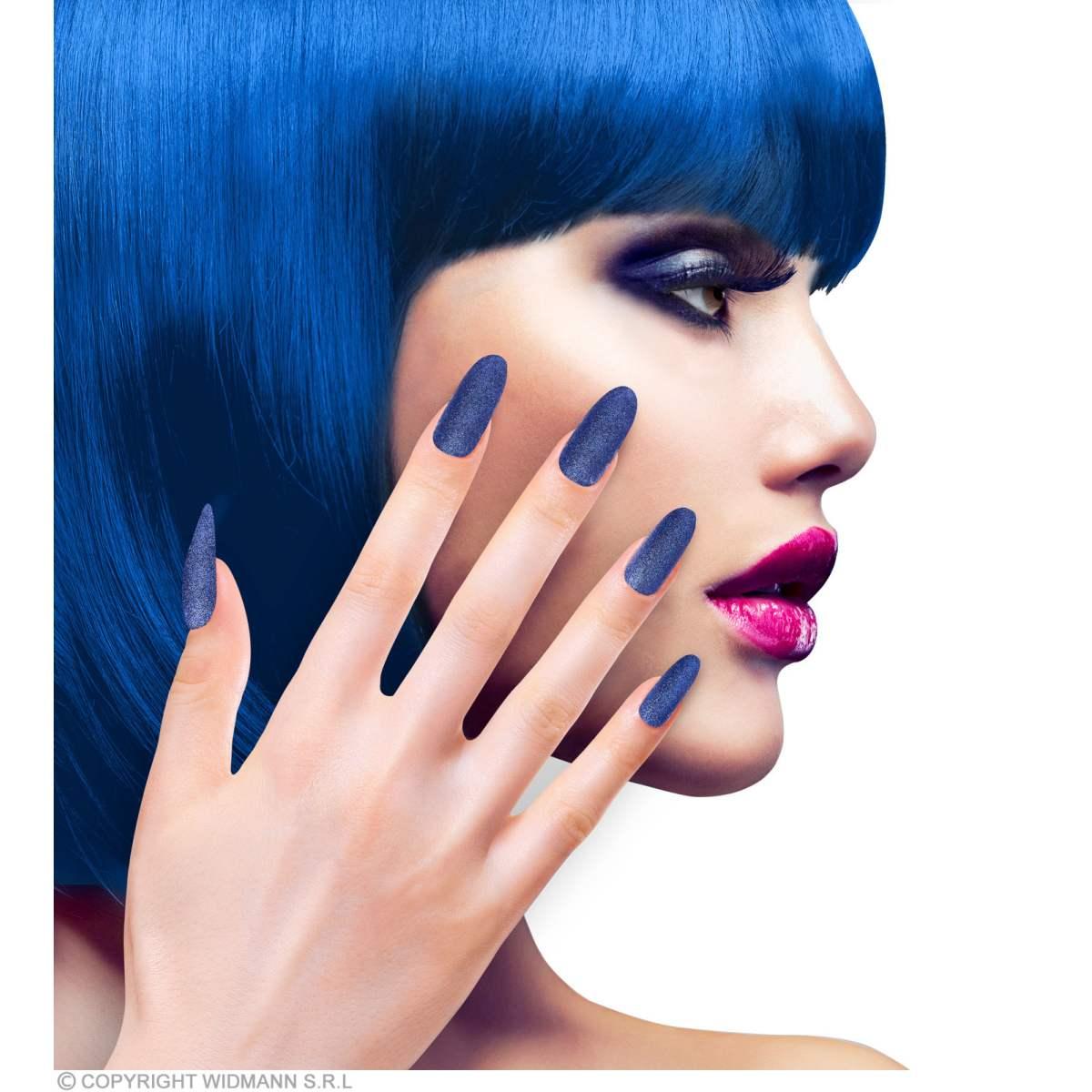 Unghie adesive blu glitter