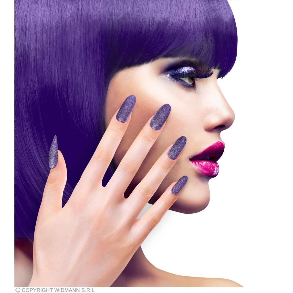 Unghie adesive viola glitter