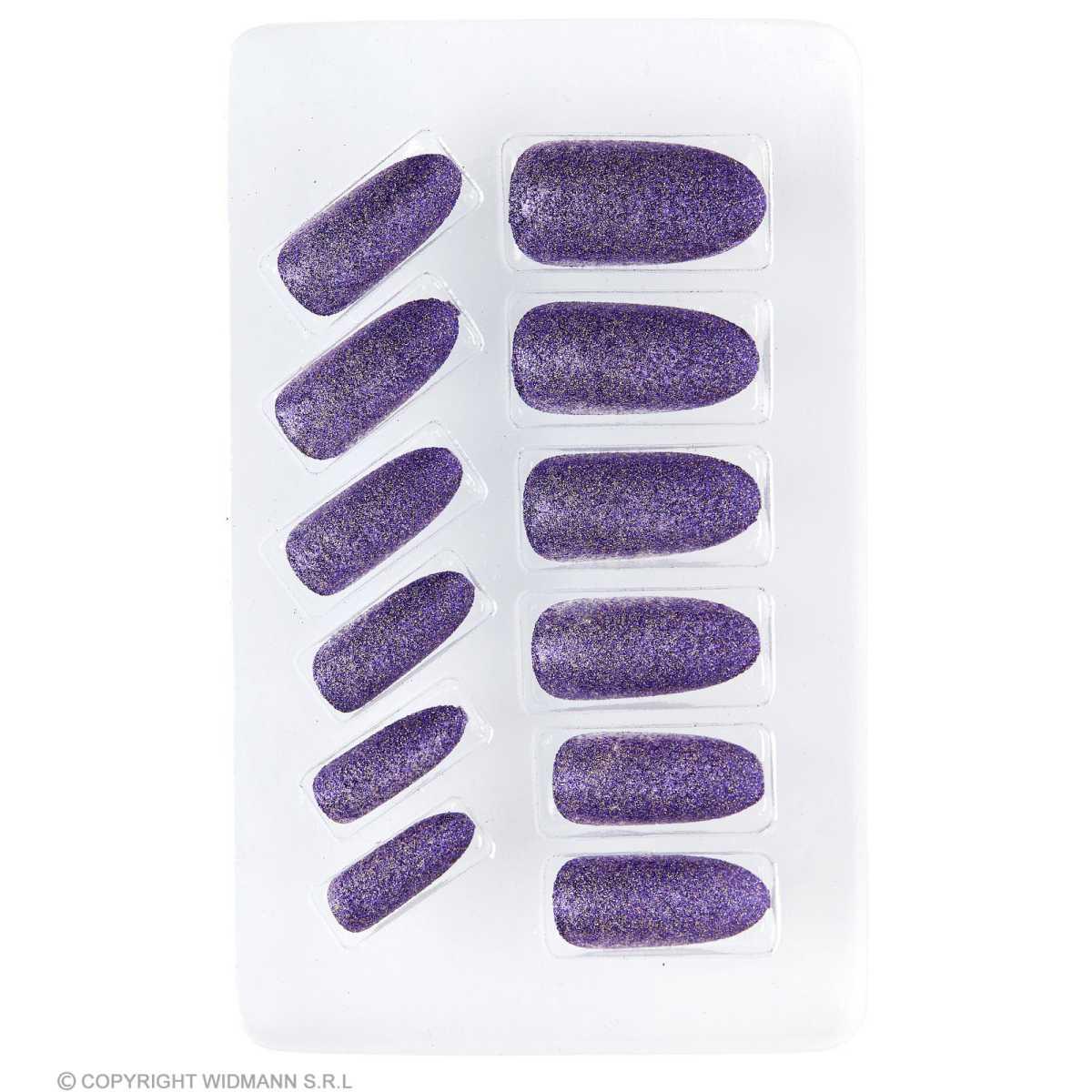 Unghie adesive viola glitter