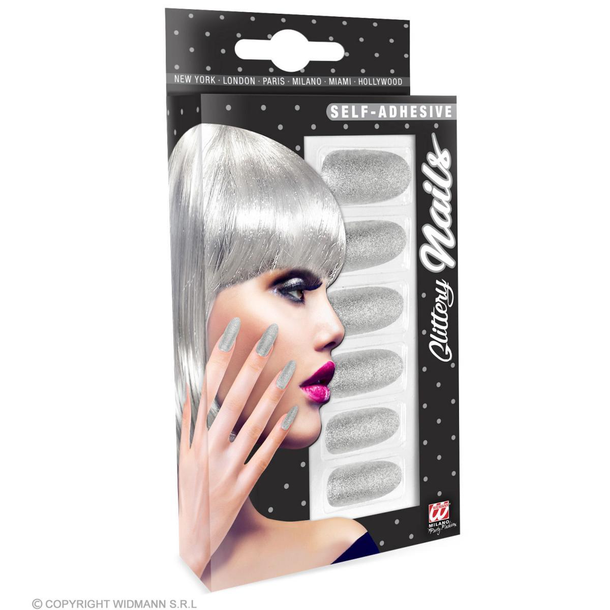 Unghie adesive argento glitter