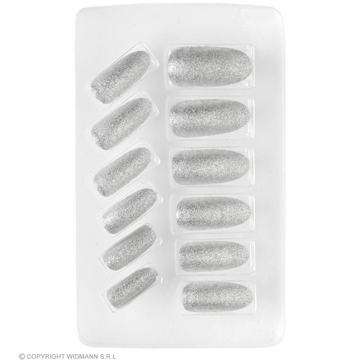 Unghie adesive argento glitter