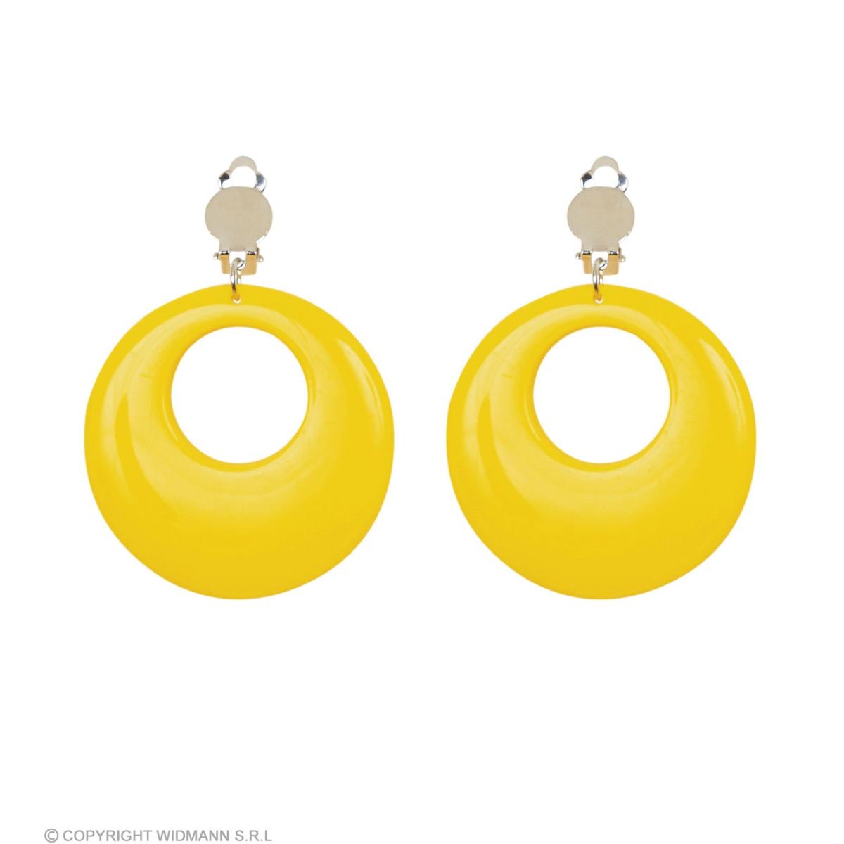 Orecchini disco gialli fluo Set 2 pz