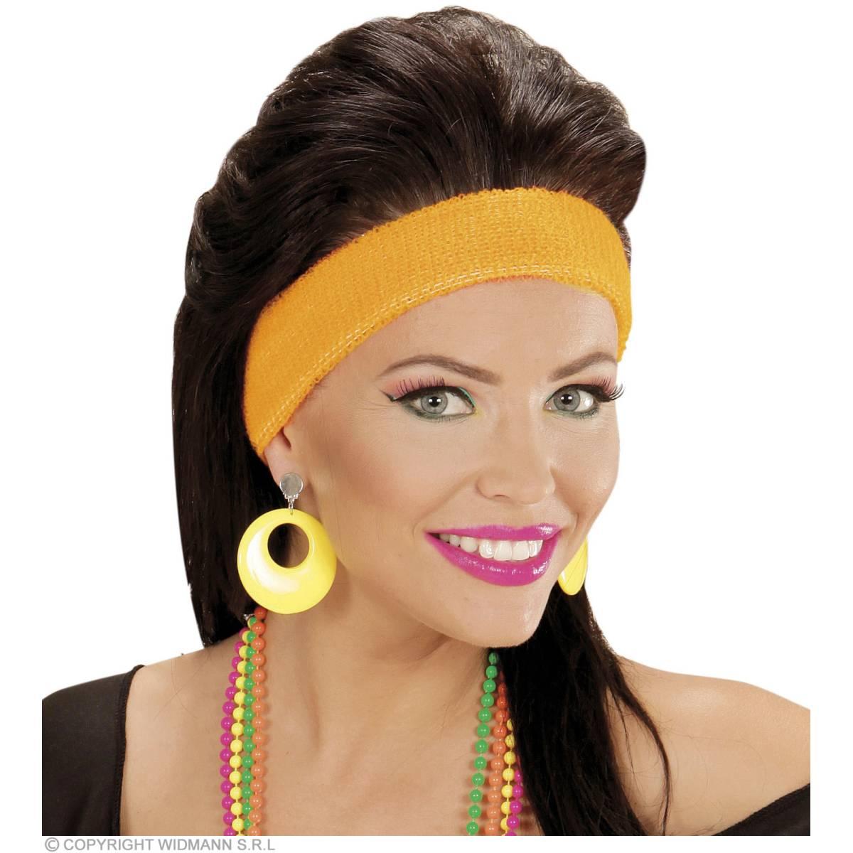Orecchini disco gialli fluo Set 2 pz