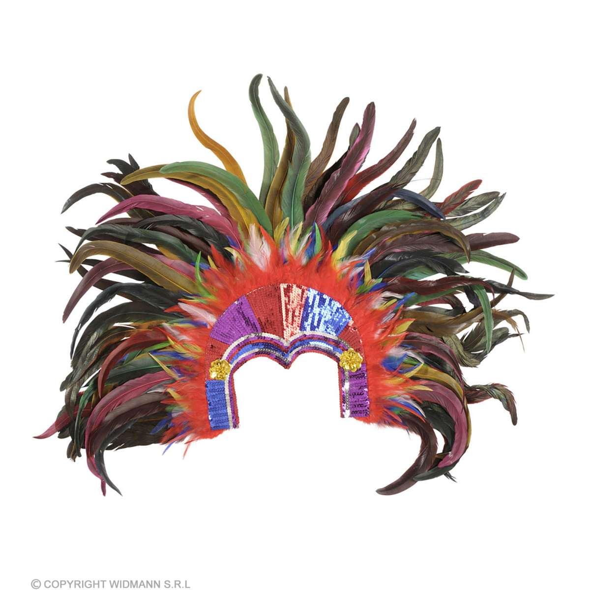 Copricapo samba paillettes piume multicolor