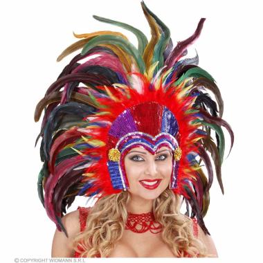 Copricapo samba paillettes piume multicolor