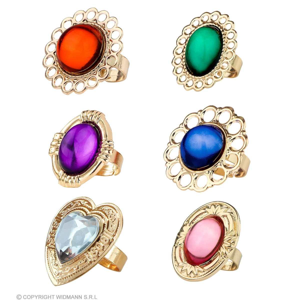 Anello metallo oro gemme colorate assortiti