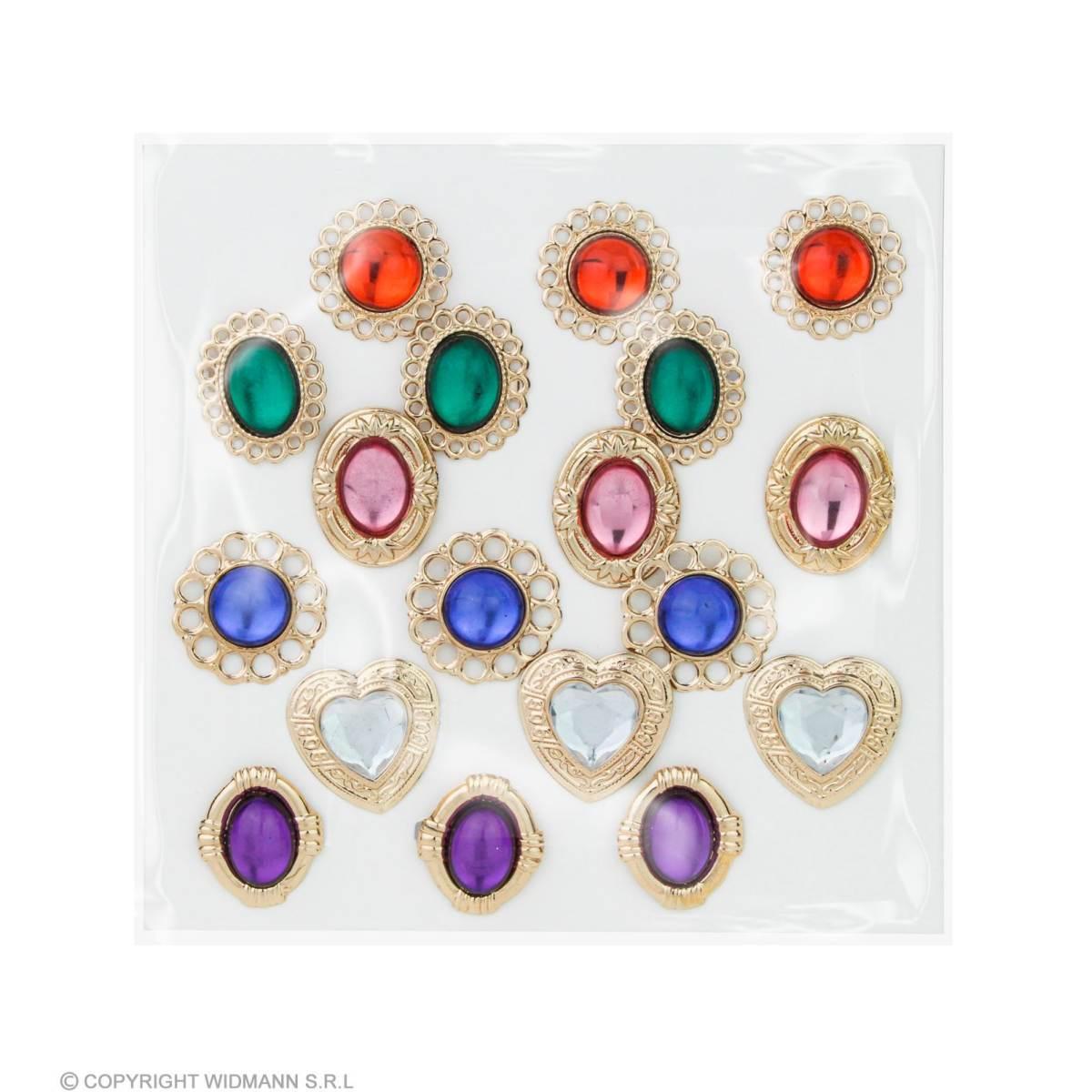 Anello metallo oro gemme colorate assortiti