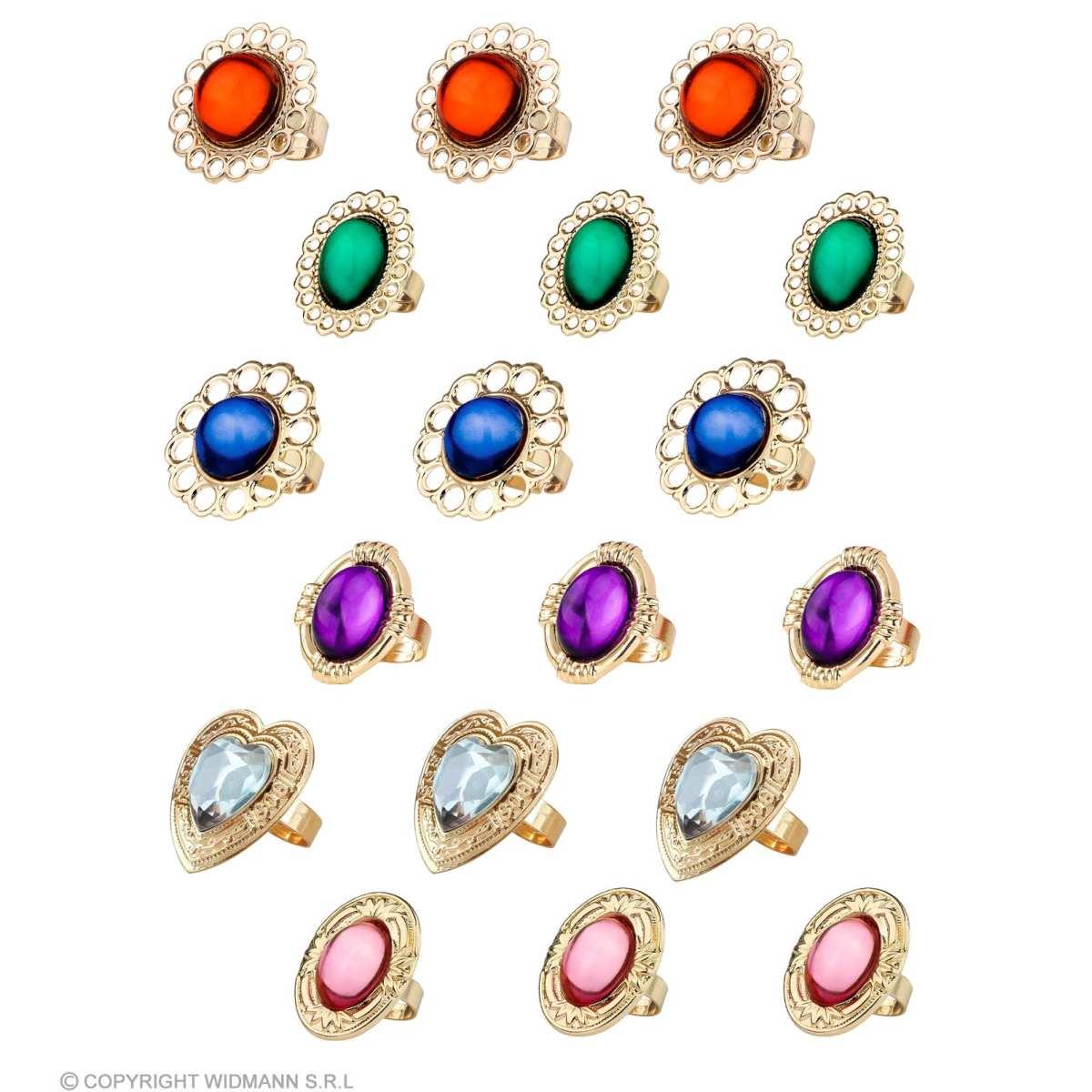 Anello metallo oro gemme colorate assortiti