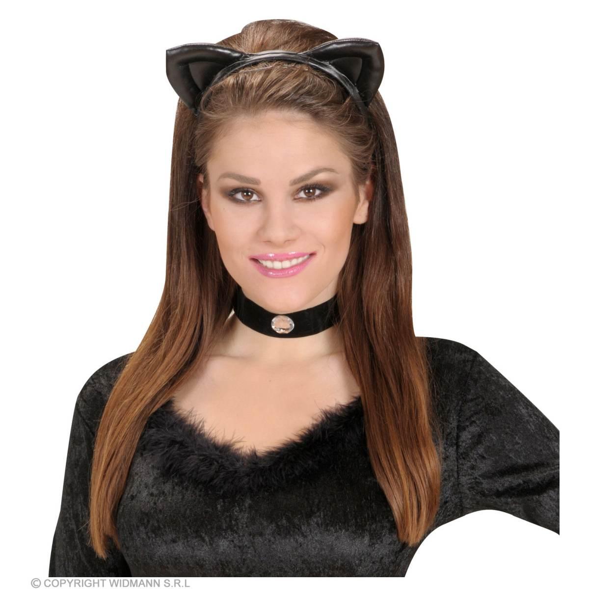 Cerchietto gatta nero orecchie similpelle