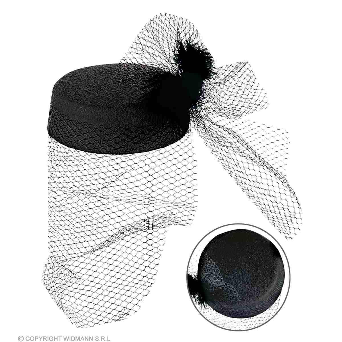 Cappello nero velo piume