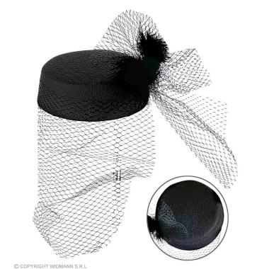 Cappello nero velo piume
