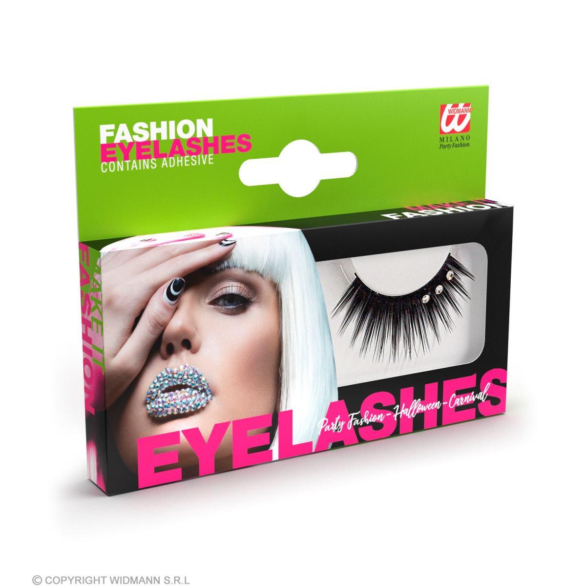 Trucco ciglia nere strass colla