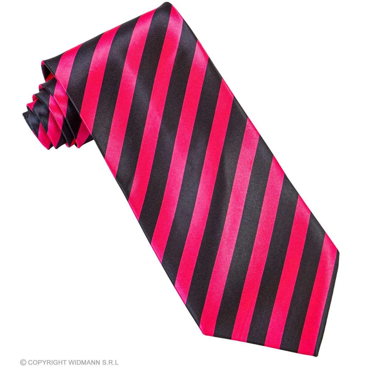 Cravatta righe rosa fluo nero