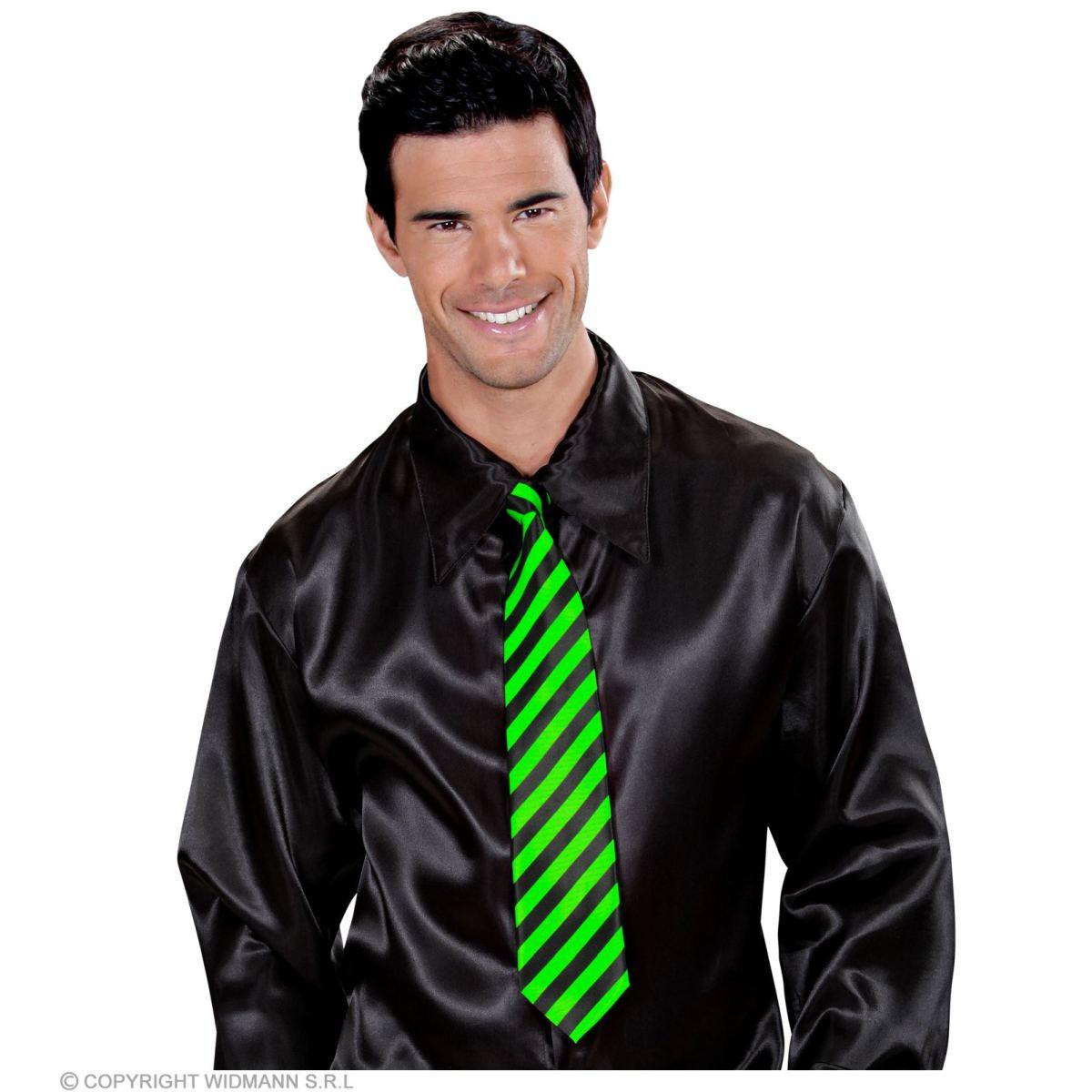 Cravatta righe verde fluo nero