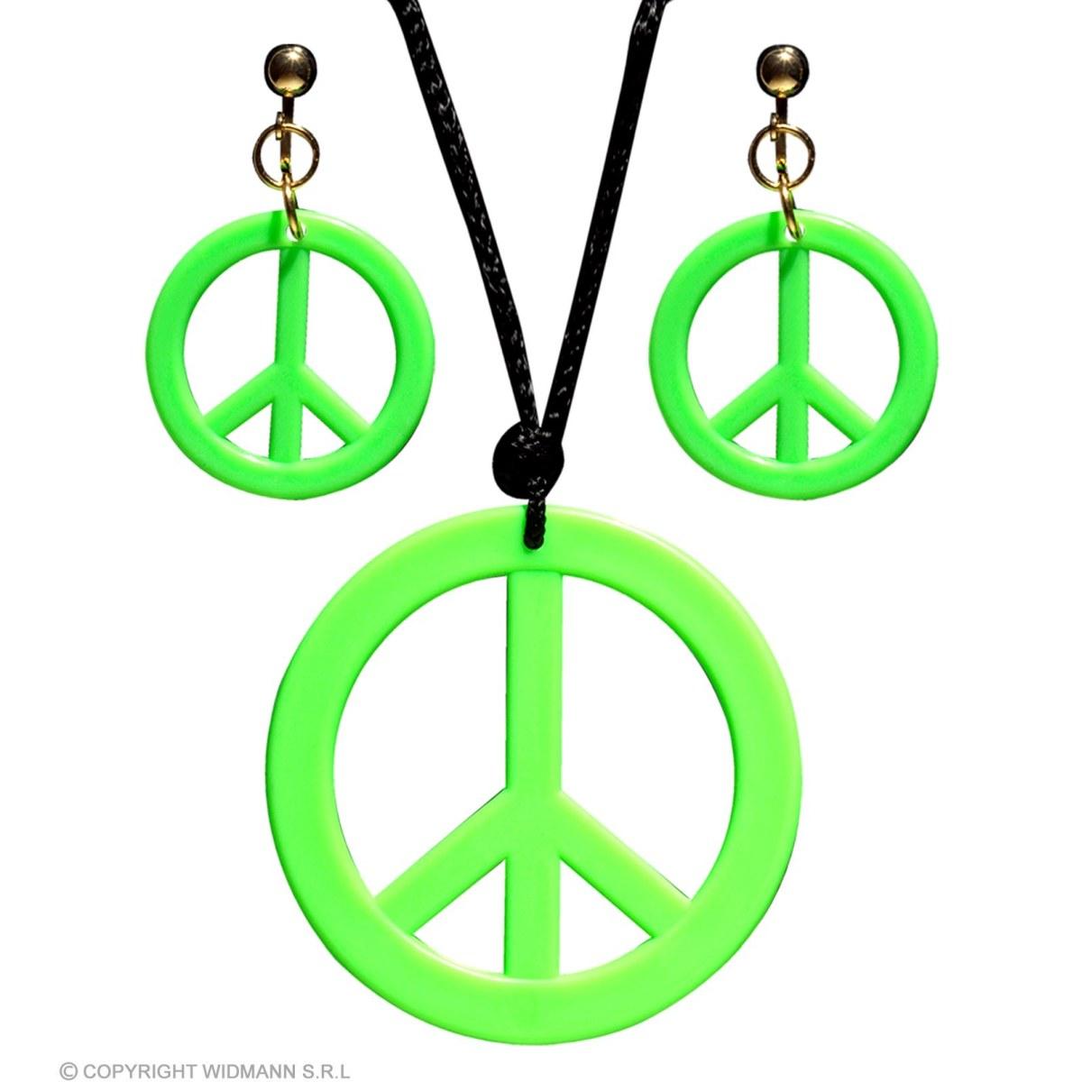 Collana peace love verde fluo orecchini