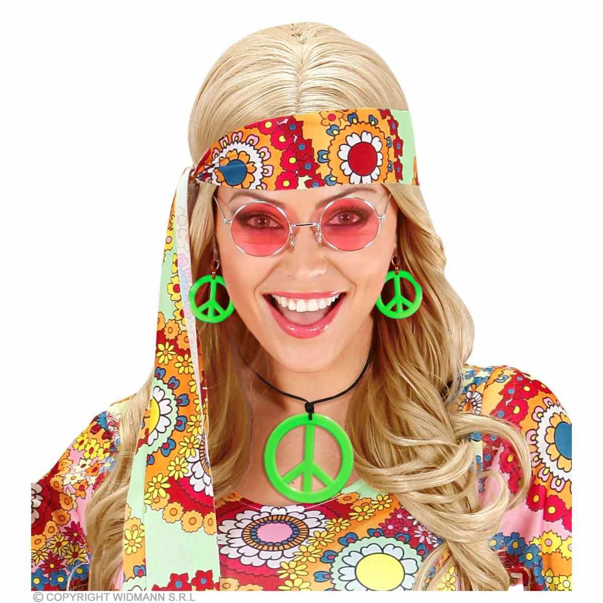 Collana peace love verde fluo orecchini