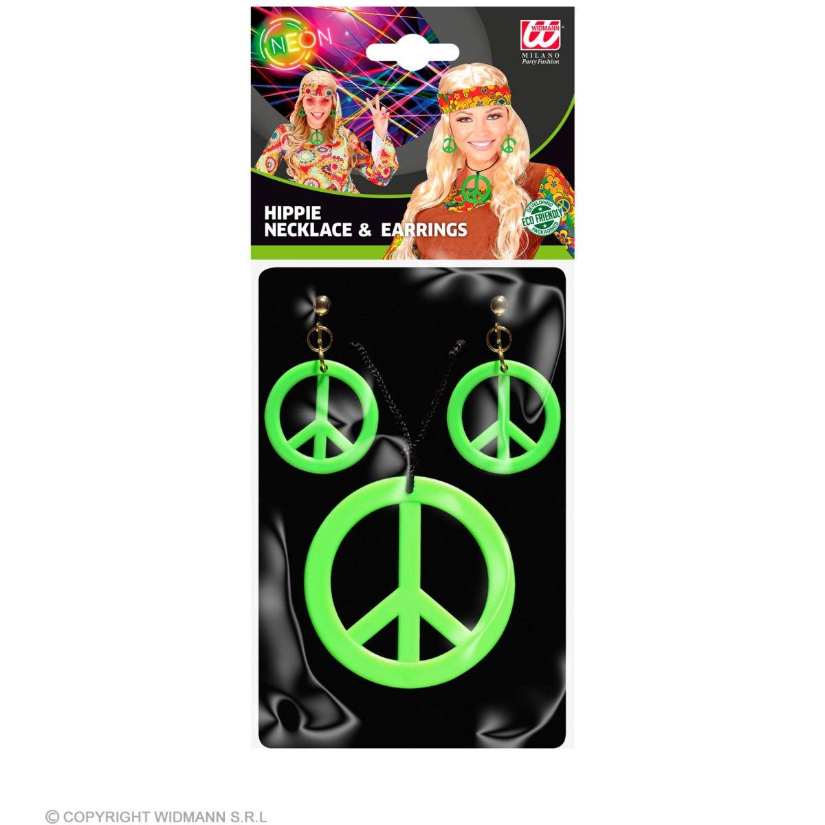 Collana peace love verde fluo orecchini
