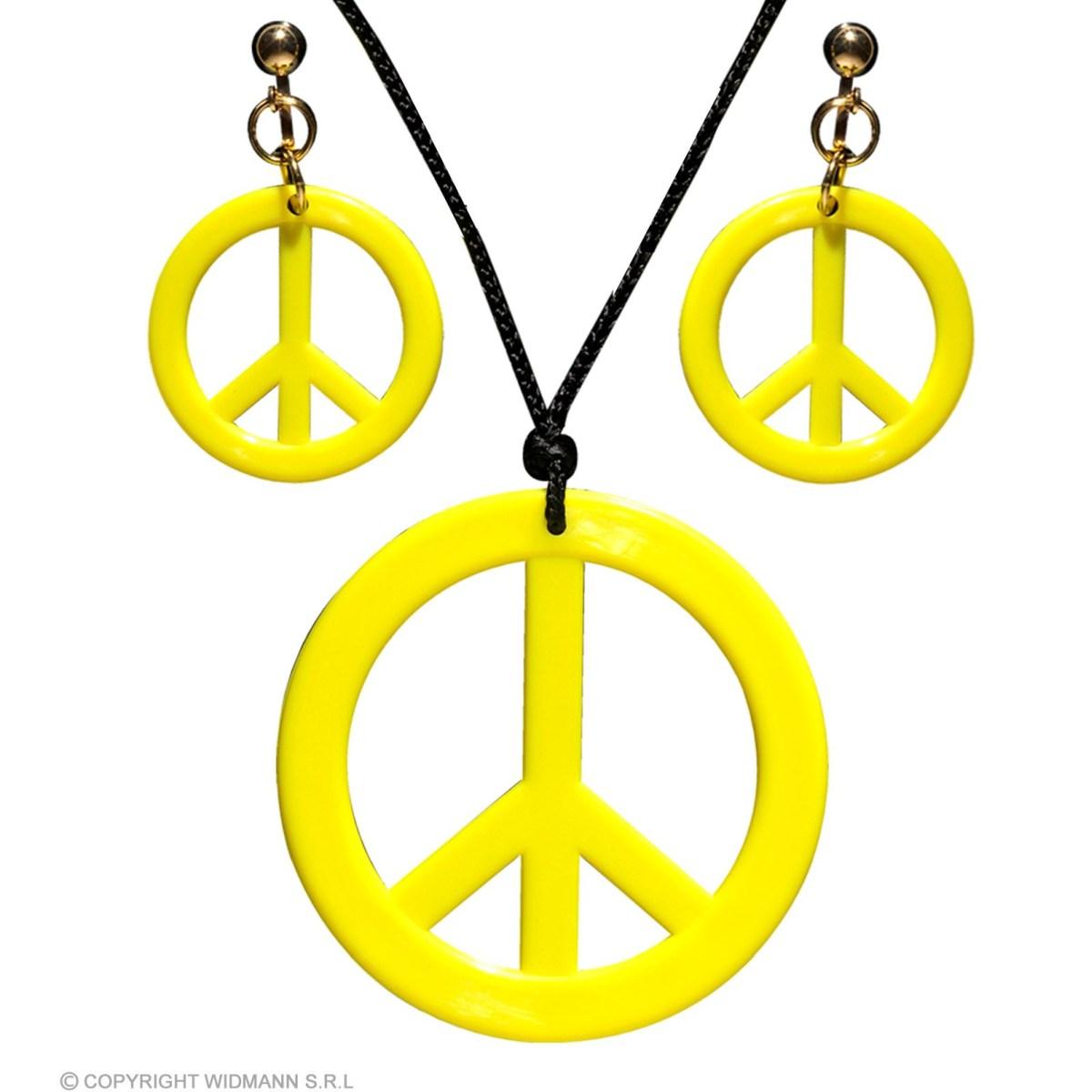 Collana peace love giallo fluo orecchini