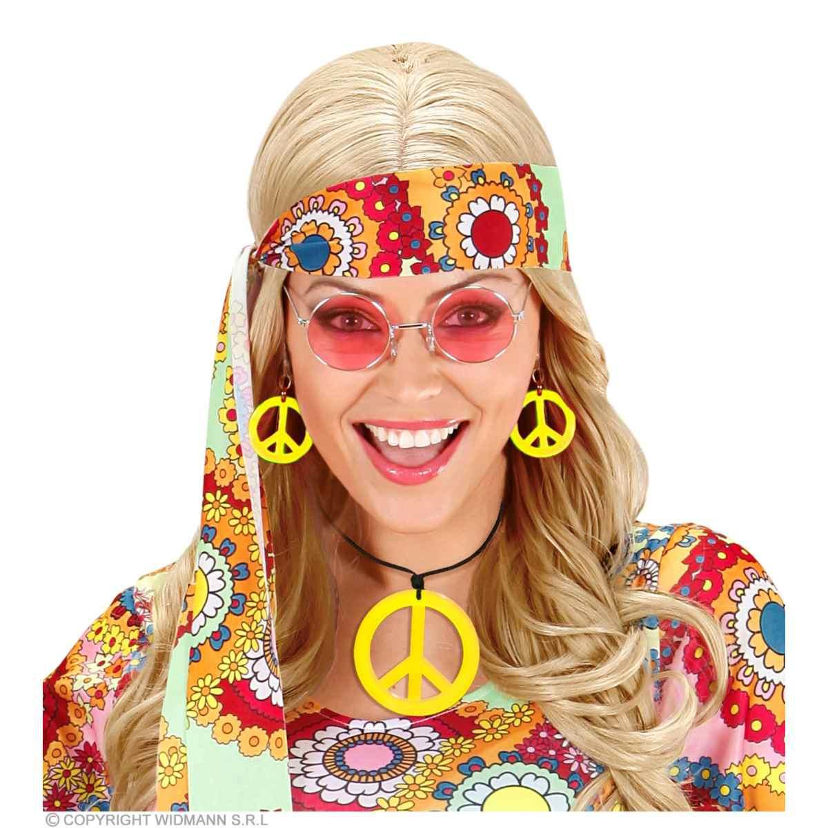 Collana peace love giallo fluo orecchini