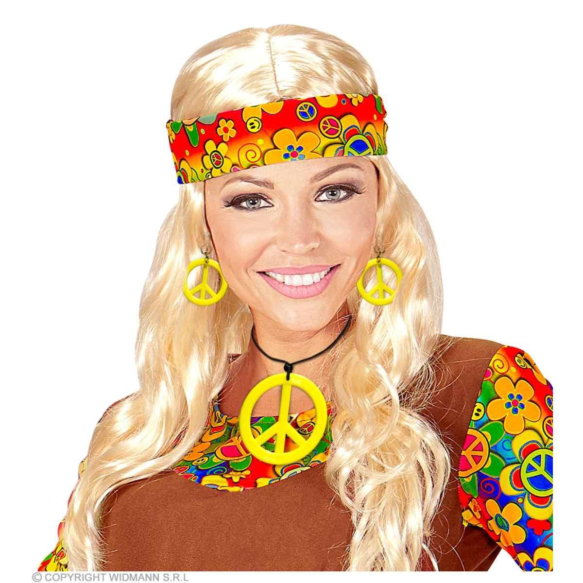 Collana peace love giallo fluo orecchini