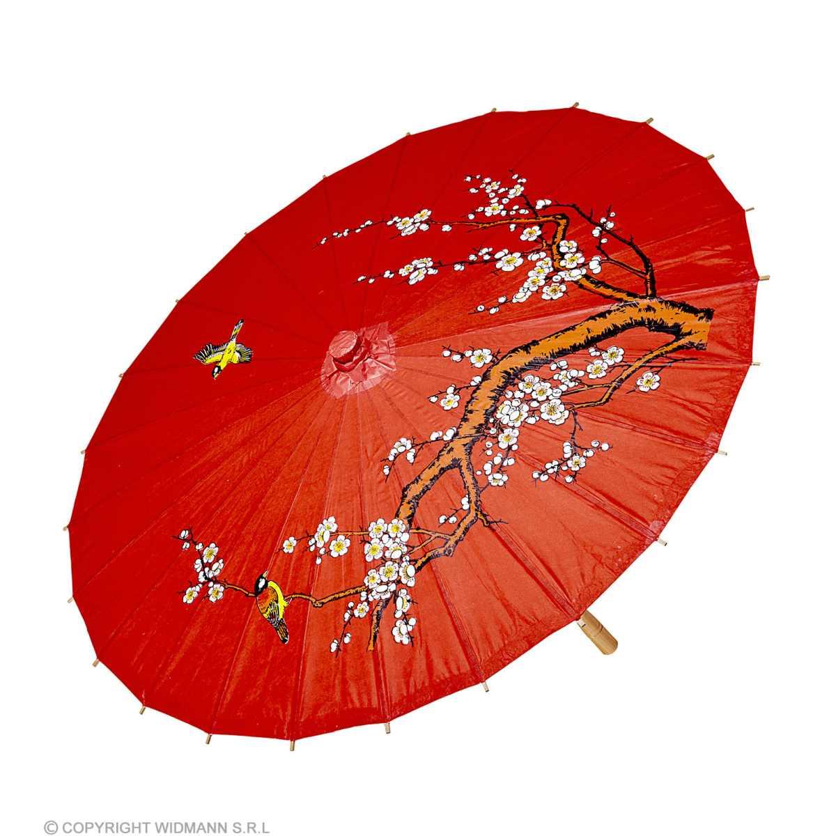 Ombrellino legno carta rosso decori