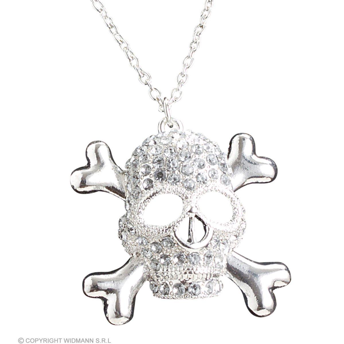 Collana metallo teschio strass