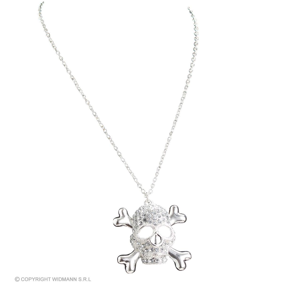 Collana metallo teschio strass